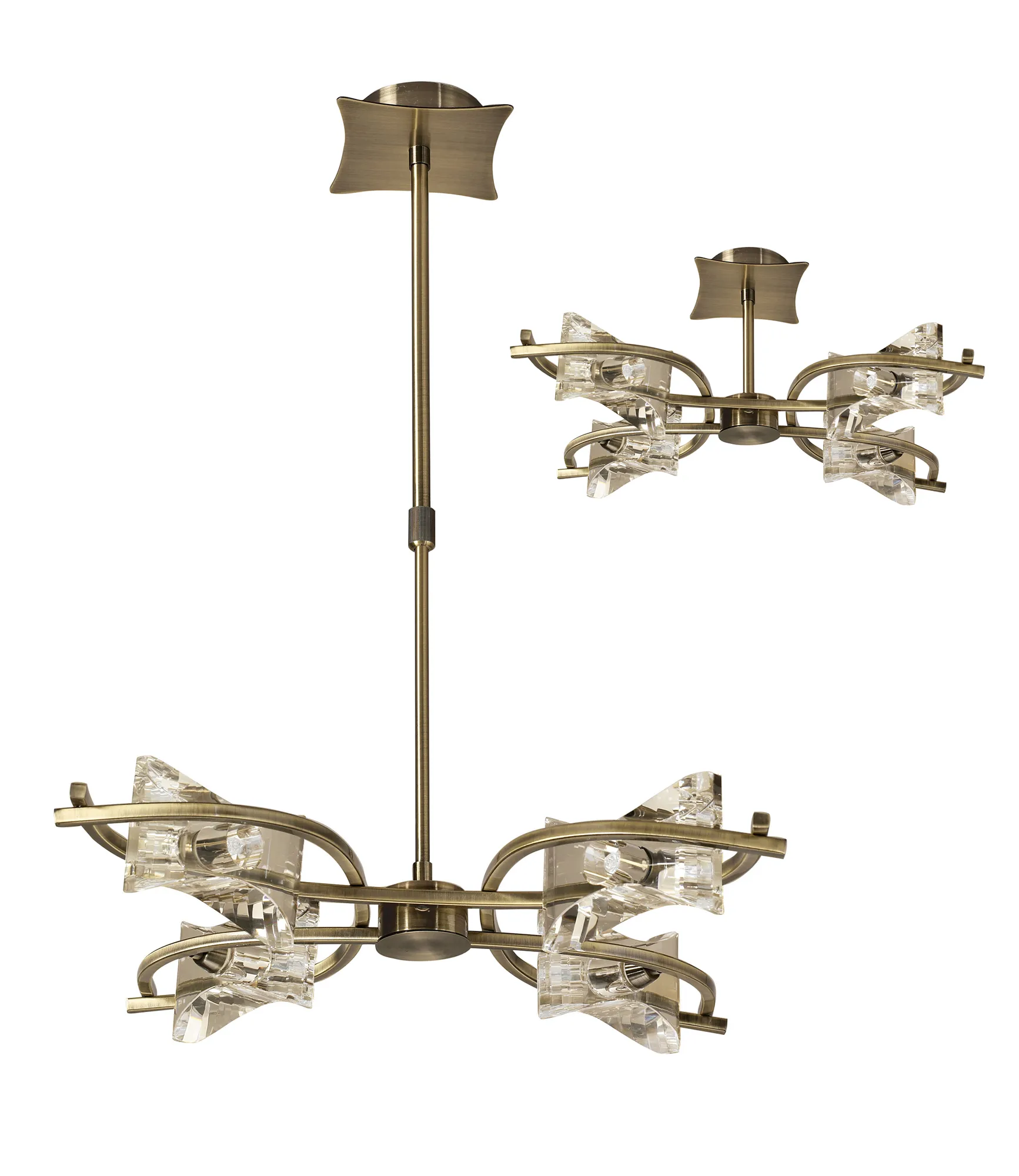 M0881AB  Kromo AB Crystal Telescopic/Semi Flush 4 Light